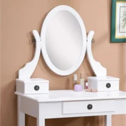 Roundhill Furniture Moniys Wood Moniya Makeup Vanity Table And Stool Set - Rose Gold -Bed Frame Shop 823cf4a8 e1e2 4844 890f 94705b2b06c0