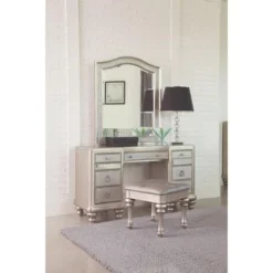 Upholstered Vanity Stool Metallic Platinum -Bed Frame Shop 829b4b31 226d 4240 92cb ab2703514a72