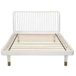 Alpine Furniture Madelyn Slat Back Wood Platform Bed In White - King -Bed Frame Shop 82afe4bf 0992 4762 bea7 1f31c35ad263