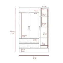FM Furniture Florencia S Mirrored Bedroom Armoire, With Two Cabinets, Two Drawers And Divisions - Black/Light Gray -Bed Frame Shop 82e84bce 5c3f 4f0e 8348 6de182bf226e