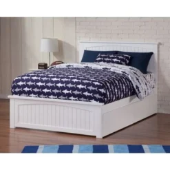 Nantucket Full Platform Bed With Footboard And Bed Drawers In White - Full -Bed Frame Shop 82eefaac 4ac6 4e4c a797 e7b72b4483e1