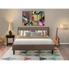 2 Piece Bed Set -Bed With Brown Linen Fabric Button Tufted Headboard - 1 Night Stand (Bed Size Options) - KD18K-1HI0M