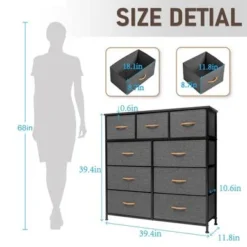 VredHom Extra Wide 9 Drawers Fabric Dresser Storage Organizer - Grey - 9-drawer -Bed Frame Shop 832e2943 5447 49ea b937 c7d7a1bc46c5
