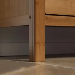 HOMCOM Wooden Dresser Storage Chest Organizer With 5 Drawers And Bamboo Frame, Brown - Brown - 5-drawer -Bed Frame Shop 83e78817 600d 418a aad2 4f203517a6ba