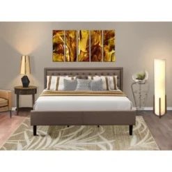 2 Pieces Bedroom Set - 1 Bed Brown Linen Fabric And Button Tufted Headboard - 1 Nightstand (Bed Size Options) - KD18K-1HI07
