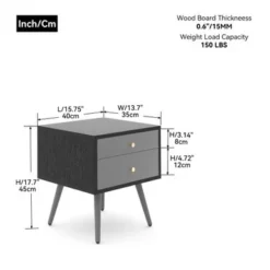 Nightstand With 2 Drawers, Suitable For Bedroom/Living Room/Side Table - Dark Gray - 2-drawer -Bed Frame Shop 85280b95 b326 4b0c 8973 7850b25021b2