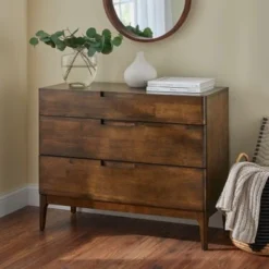 Lifestorey Lorraine Mid-century Modern 3-drawer Dresser - Walnut - 3-drawer