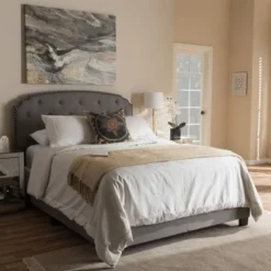 Copper Grove Brentwood Contemporary Fabric Bed - Grey - Queen -Bed Frame Shop 8597cebf 79db 4fae 9faa ad9b41014ace