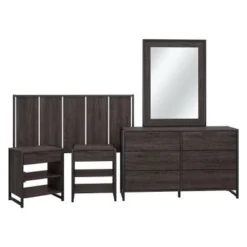 Atria 5-piece Bedroom Set With Full/Queen Headboard By Bush Furniture - Modern Hickory -Bed Frame Shop 860b181b 2d9b 4438 8227 8c4e5699f391