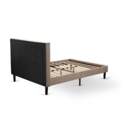 Pc Bed Set - 1 Platform Bed Frame Dark Khaki Linen And Button Tufted Headboard - 2 Nightstand (Bed Size Options) - KD16F-2HI08 -Bed Frame Shop 8646055f 686c 4706 8893 0eab3df6cd5f