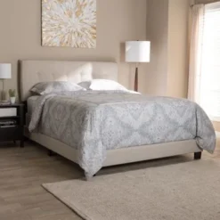 Contemporary Fabric Bed By Baxton Studio - Grey - Queen -Bed Frame Shop 870144eb e026 4e52 969a 8bd0baca0ec4