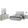 Wooden Eastern King Bedroom Set In Coastal White - 4 Piece