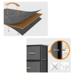 Pellebant Fabric Wide Dresser Storage Tower With 9 Drawers - Black - 9-drawer -Bed Frame Shop 89926088 04da 4418 afb9 39dbbe6ae766