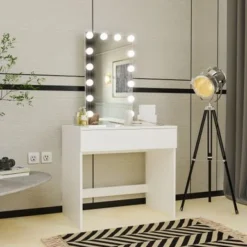 Boahaus Ariadne Vanity With Light Bulbs - White