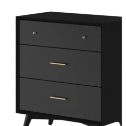 Alpine Furniture Flynn Mid Century Modern 3 Drawer Small Chest, Black - 3-drawer - Black -Bed Frame Shop 8a49c59d b378 4515 8dc6 b9520da029e6
