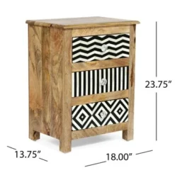 Floretta Mango Wood Nightstand By Christopher Knight Home - Natural + Black - 3-drawer -Bed Frame Shop 8ad3510c 6154 423d a3dc 230f581dd5d5