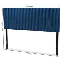 Baxton Studio Emile Modern &Contemporary Velvet Upholstered Wood Headboard-Navy Blue - Full -Bed Frame Shop 8afd49a6 f12e 4bb9 9ed6 54b01254ce16