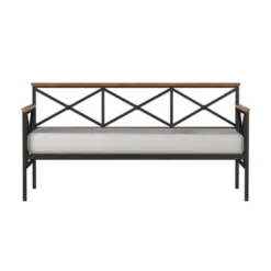 Hillsdale Furniture Ashford Triple X Design Metal Twin Daybed, Black With Oak Wood Accent - Black W/ Brown Trim - Twin