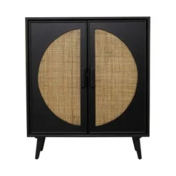 Black Wood Geometric Cane Front 1 Shelf And 2 Doors Geometric Cabinet - 16 X 36 X 43 - 16 X 36 X 43 - Wood - Black -Bed Frame Shop 8b06616f e4c0 4cc5 b5eb 927b762fdc7a