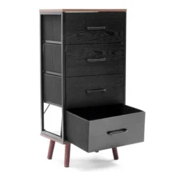 Black Manufactured Wood 4-Drawer Accent Chest With Brown Accents - 4-drawer -Bed Frame Shop 8b0c4822 3e19 4cd8 9aa0 4b256f917e5b