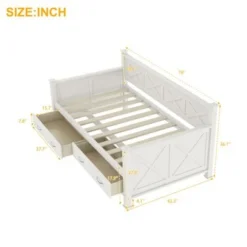 Nestfair Twin Size Daybed With 2 Large Drawers - White -Bed Frame Shop 8b23fd61 4b7c 4a4e 8399 24ca18e9e025
