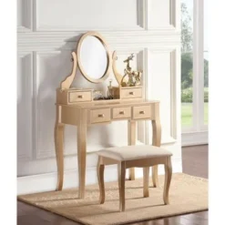 Roundhill Furniture Copper Grove Watt Wood Makeup Vanity Table And Stool Set - White -Bed Frame Shop 8b568fc6 5fca 47fa b44d 6b40bc95c77f