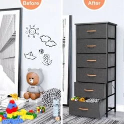 Crestlive Products Vertical Dresser Storage Tower With Wood Top - Light Gray - 6-drawer -Bed Frame Shop 8bfa1501 fc85 4ac5 a083 b6452160e60b