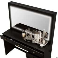 Boahaus Selene Dressing Table With LED Lights - Black - Golden Knobs -Bed Frame Shop 8cce6dbb 05d5 458d a9af 99695fc1c876