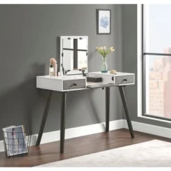 Mid-Century Modern 44" 2-Drawer Vanity / Desk - Cinnamon -Bed Frame Shop 8cdd1c11 0efb 4b3b 966b abf4c1469e36