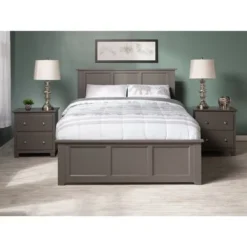 Madison Full Platform Bed With Matching Footboard In Grey - Full -Bed Frame Shop 8e9b6ad1 a62e 44e7 934b b3348f0ebc7f