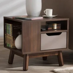 Mid-Century Brown And Grey 1-Drawer Nightstand By Baxton Studio -Bed Frame Shop 8e9d7ffa d08f 4bca 8f40 ab8e0866e873