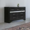 Two Tone Wooden Dresser With Nine Drawers, Black And Silver - Black - 9-drawer