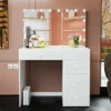 Boahaus Saranya Dressing Table, Light Bulbs, White - Silver