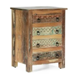 Conwell Boho Carved Wood 4-drawer Chest By Christopher Knight Home - Antique White -Bed Frame Shop 90956680 13f7 4b9b 8454 a9ccb3bb76d8