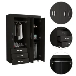 FM Furniture Janeiro Armoire, With One Cabinet And One Hidden Drawer - Black -Bed Frame Shop 90a9c64d c0b2 460d 9b35 c77c876e980c