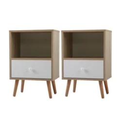 Modern Nightstand With Drawer And Shelf,Set Of 2 - Natural -Bed Frame Shop 90aafb99 5399 4f68 b824 759024c2e799