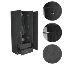 Boahaus Dortmund Armoire (Wengue) - Black -Bed Frame Shop 90fc3b43 a4f9 40aa ad30 f860aea29a96