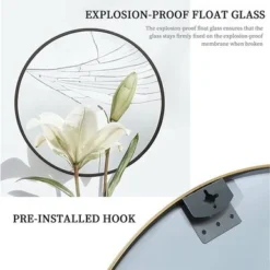 Round Mirror Circle Mirror 32 Inch Wall Mirror - 32*32*1.1 Inch - Silver -Bed Frame Shop 9312dcf2 e3b6 4dd9 add8 5d33c0e9d86c