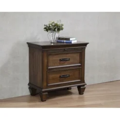 2-drawer Nightstand With Pull Out Tray Burnished Oak