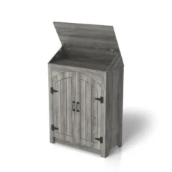 DH BASIC Jody Farmhouse Adjustable 4-Shelf Double-Door Shoe Cabinet With Lift-top Storage By Denhour - Vintage Grey Oak -Bed Frame Shop 938e396c ac74 4e5e 8b27 c74f8151009c