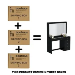 Boahaus Jane Dressing Table, Glass Top, 07 Drawers, Black - N/A - Golden Knobs -Bed Frame Shop 943126fc 08d9 4699 91cf 8a953d5a7bb0