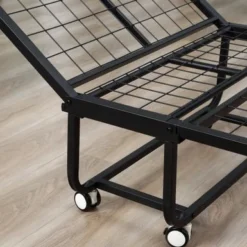 HOMCOM Folding Bed With 4 Inch Mattress, Portable Foldable Guest Bed With Sturdy Metal Frame On Wheels, 78.75"x29.5"x16.75" - White - Full -Bed Frame Shop 945dfd38 cf49 48fa a81b 4cc448762749