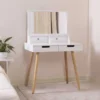 White Wooden Mirror Vanity Desk Makeup Table - 31.5 X 19.7 X 34.3 - White