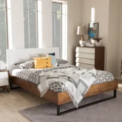 Industrial Bed By Baxton Studio - Queen Size-Grey Fabric -Bed Frame Shop 95acc324 18a6 4f12 843b 37046cf1c95c