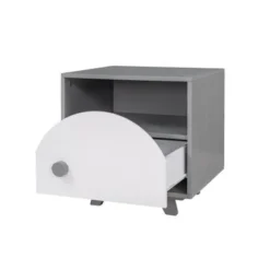 Nestfair Wooden Nightstand End Table With Drawer And Open Storage - Grey -Bed Frame Shop 95b74df0 792a 4b51 966d 1432f19b88dc