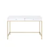 2 Drawers Vanity Desk In White High Gloss And Gold - White High Gloss And Gold