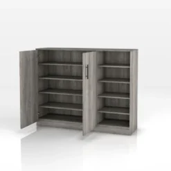 DH BASIC Farmhouse Vintage Grey Oak 10-Shelf Shoe Cabinet By Denhour - Vintage Grey Oak - No Drawers -Bed Frame Shop 960ffca4 14df 471d b7f7 0c7cb2ba7a4f