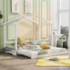 Merax Twin XL/King Size House Platform Bed With Trundle - White