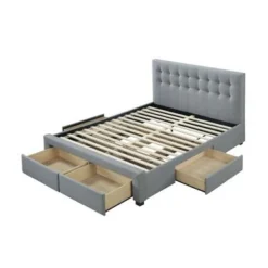 DG Casa Kyla Grey Wood/Fabric 4-drawer Platform Storage Bed Frame - Queen -Bed Frame Shop 972f7984 dd36 48b9 a2f4 f56ef6d67579