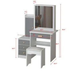 Makeup Vanity Set With Mirror And Stool - Black -Bed Frame Shop 97bc23dc 06c0 4fbe ae10 0c78ac6bd84e